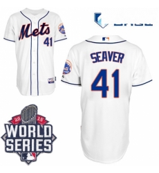 Mens Majestic New York Mets 41 Tom Seaver Authentic White Alternate Cool Base 2015 World Series MLB Jersey