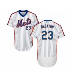 Mens New York Mets 23 Keon Broxton White Alternate Flex Base Authentic Collection Baseball Jersey