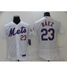 Men's Nike New York Mets #23 Javier Báez White Elite Authentic Baseball Jersey