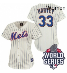Womens Majestic New York Mets 33 Matt Harvey Replica CreamBlue Strip 2015 World Series MLB Jersey Womens Majestic New York Mets 33 Matt Harvey Replica CreamBlue Strip 2015 World Series MLB Jersey
