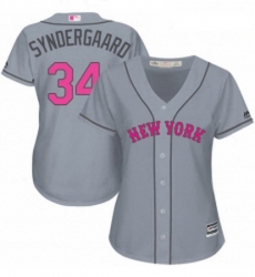 Womens Majestic New York Mets 34 Noah Syndergaard Replica Grey Mothers Day Cool Base MLB Jersey Womens Majestic New York Mets 34 Noah Syndergaard Replica Grey Mothers Day Cool Base MLB Jersey