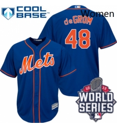 Womens Majestic New York Mets 48 Jacob deGrom Authentic Blue 2015 World Series MLB Jersey Womens Majestic New York Mets 48 Jacob deGrom Authentic Blue 2015 World Series MLB Jersey