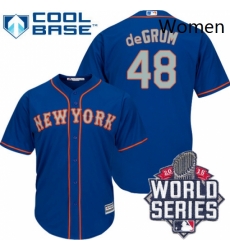 Womens Majestic New York Mets 48 Jacob deGrom Replica BlueGrey NO 2015 World Series MLB Jersey Womens Majestic New York Mets 48 Jacob deGrom Replica BlueGrey NO 2015 World Series MLB Jersey