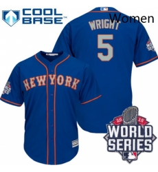 Womens Majestic New York Mets 5 David Wright Replica BlueGrey NO 2015 World Series MLB Jersey Womens Majestic New York Mets 5 David Wright Replica BlueGrey NO 2015 World Series MLB Jersey
