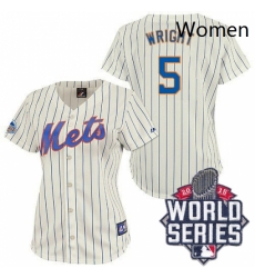 Womens Majestic New York Mets 5 David Wright Replica CreamBlue Strip 2015 World Series MLB Jersey Womens Majestic New York Mets 5 David Wright Replica CreamBlue Strip 2015 World Series MLB Jersey