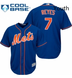 Youth Majestic New York Mets 7 Jose Reyes Replica Royal Blue Alternate Home Cool Base MLB Jersey