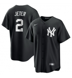 Men New York Yankees 2 Derek Jeter Black Lights Out Limited Stitched Baseball Jersey