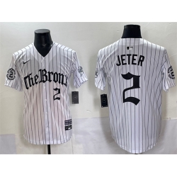 Men New York Yankees 2 Derek Jeter White Pinstripe  27Gothic Legacy Edition 27 Vapor Premier Limited Stitched Baseball Jersey