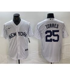 Men New York Yankees 25 Gleyber Torres White Cool Base Stitched Baseball Jersey