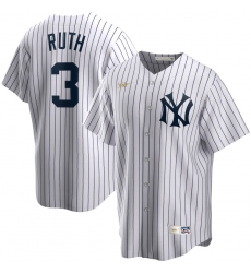 Men New York Yankees 3 Babe Ruth Nike Home Cooperstown Collection Player MLB Jersey White