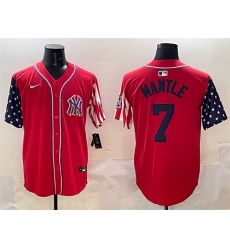 Men New York Yankees 7 Mickey Mantle Red American Style Limited Stitched Baseball Jersey Men New York Yankees 7 Mickey Mantle Red American Style Limited Stitched Baseball Jersey