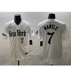 Men New York Yankees 7 Mickey Mantle White 27Gothic Legacy Edition 27 Vapor Premier Limited Stitched Baseball Jersey Men New York Yankees 7 Mickey Mantle White 27Gothic Legacy Edition 27 Vapor Premier Limited Stitched Baseball Jersey