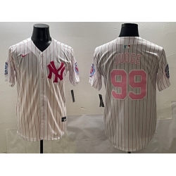 Men New York Yankees 99 Aaron Judge Pink With Patch Limited Stitched Baseball Jersey