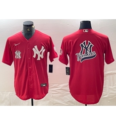 Men New York Yankees Big Logo Red Cool Base Stitched Baseball Jersey