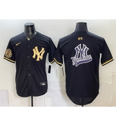 Men New York Yankees Team Big Logo Black Gold With Patch Stitched Baseball Jersey Men New York Yankees Team Big Logo Black Gold With Patch Stitched Baseball Jersey