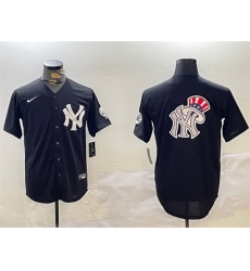 Men New York Yankees Team Big Logo Black With Patch Cool Base Stitched Baseball Jersey