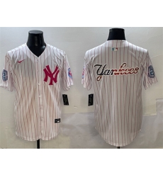 Men New York Yankees Team Big Logo Pink With Patch Limited Stitched Baseball Jersey 003