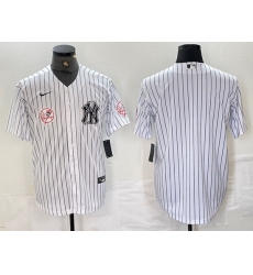 Men New York Yankees White Team Big Logo Cool Base Stitched Baseball Jersey 18