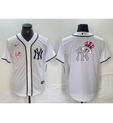 Men New York Yankees White Team Big Logo Cool Base Stitched Baseball Jersey 24