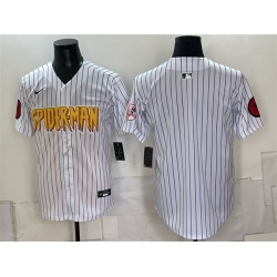 Men New York Yankees X Spider Man Blank White Limited Stitched Baseball Jersey