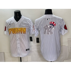 Men New York Yankees X Spider Man Team Big Logo White Limited Stitched Baseball Jersey