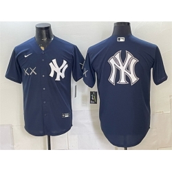 Men New York Yankees x KAWS Team Big Logo Navy Stadium Stitched Baseball Jersey