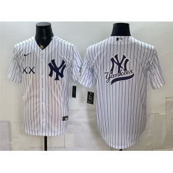 Men New York Yankees x KAWS Team Big Logo White Stadium Stitched Baseball Jersey