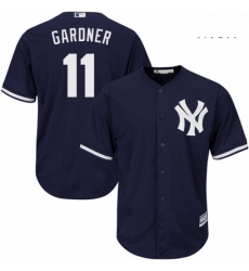 Mens Majestic New York Yankees 11 Brett Gardner Replica Navy Blue Alternate MLB Jersey