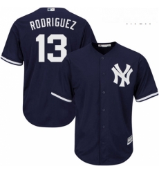 Mens Majestic New York Yankees 13 Alex Rodriguez Replica Navy Blue Alternate MLB Jersey