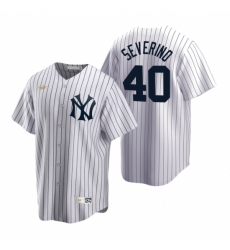 Mens Nike New York Yankees 40 Luis Severino White Cooperstown Collection Home Stitched Baseball Jersey