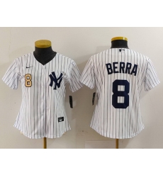 Women New York Yankees 8 Barra Grey White Team Cool Base Stitched Jersey 2