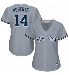 Womens Majestic New York Yankees 14 Brian Roberts Authentic Grey Road MLB Jersey