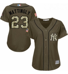 Womens Majestic New York Yankees 23 Don Mattingly Authentic Green Salute to Service MLB Jersey