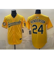 Men Oakland Athletics 24 Rickey Henderson 2026 Yellow Alternate Sacramento Celebrating 125 Years Vapor Limited Stitched Baseball Jersey Men Oakland Athletics 24 Rickey Henderson 2026 Yellow Alternate Sacramento Celebrating 125 Years Vapor Limited Stitched Baseball Jersey