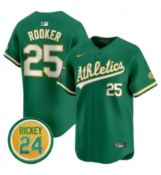 Men Oakland Athletics 25 Brent Rooker Green 2024 Limited With Rickey Henderson Patch Stitched Jersey