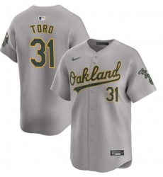 Men Oakland Athletics 31 Abraham Toro Grey 2024 Away Limited Stitched Jersey