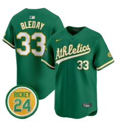 Men Oakland Athletics 33 JJ Bleday Green 2024 Limited With Rickey Henderson Patch Stitched Jersey