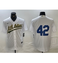 Men Oakland Athletics 42 Jackie Robinson White Cool Base Stitched Jersey