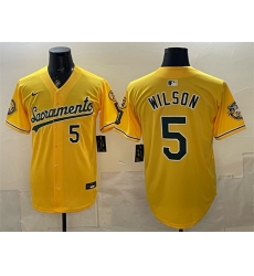 Men Oakland Athletics 5 Jacob Wilson 2026 Yellow Alternate Sacramento Celebrating 125 Years Vapor Limited Stitched Baseball Jersey Men Oakland Athletics 5 Jacob Wilson 2026 Yellow Alternate Sacramento Celebrating 125 Years Vapor Limited Stitched Baseball Jersey
