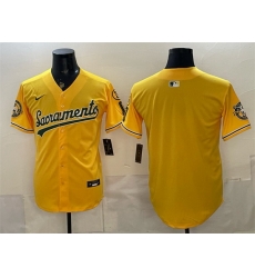 Men Oakland Athletics Blank 2026 Yellow Alternate Sacramento Celebrating 125 Years Vapor Limited Stitched Baseball Jersey
