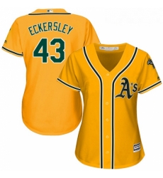 Womens Majestic Oakland Athletics 43 Dennis Eckersley Replica Gold Alternate 2 Cool Base MLB Jersey Womens Majestic Oakland Athletics 43 Dennis Eckersley Replica Gold Alternate 2 Cool Base MLB Jersey