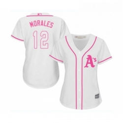 Womens Oakland Athletics 12 Kendrys Morales Replica White Fashion Cool Base Baseball Jersey 