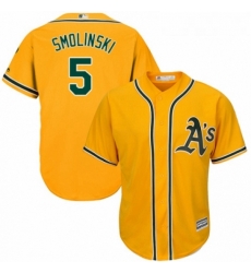 Youth Majestic Oakland Athletics 5 Jake Smolinski Authentic Gold Alternate 2 Cool Base MLB Jersey Youth Majestic Oakland Athletics 5 Jake Smolinski Authentic Gold Alternate 2 Cool Base MLB Jersey