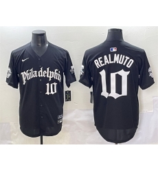 Men Philadelphia Phillies 10 J T Realmuto Black Gothic Vapor Limited Stitched Jersey Men Philadelphia Phillies 10 J T Realmuto Black Gothic Vapor Limited Stitched Jersey