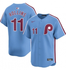 Men Philadelphia Phillies 11 Jimmy Rollins Light Blue Alternate Limited Stitched Jersey