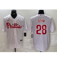 Men Philadelphia Phillies 28 Alec Bohm White Cool Base Stitched Jersey