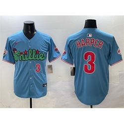 Men Philadelphia Phillies 3 Bryce Harper Light Blue Phanatic Limited Stitched Jersey