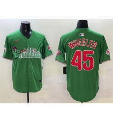 Men Philadelphia Phillies 45 Zack Wheeler Green Phanatic Limited Stitched Jersey Men Philadelphia Phillies 45 Zack Wheeler Green Phanatic Limited Stitched Jersey