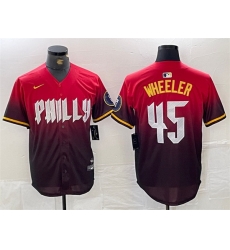Men Philadelphia Phillies 45 Zack Wheeler Red 2024 City Connect Limited Stitched Jersey