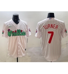 Men Philadelphia Phillies 7 Trea Turner White Phanatic Cool Base Stitched Jersey